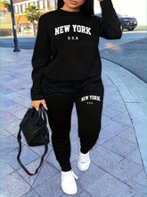 New York USA Printed Women's Casual Sports Sweatshirt Set Autumn And Winter